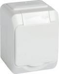 Socket outlet 1SO 2P+E 16 A 250V with lid, IP44, white, Aqua-stark 183507000 | 6438054015154