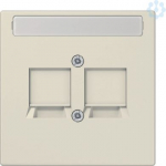 Cover plate for 2xRJXX outlet, with text window, beige, LS LS969-2NWE | 4011377992726