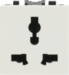 Color: White.   Rated voltage: 125 / 250 Vac   Rated current: 13 / 16A   Multiple type: 2P + E   Shuttered for child safety   Screw terminals   Size: 2 modules. 2CLA223900N1101 | 8427238082738