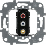 Front: 3x RCA connectors (Red / White / Yellow)   Rear: screw terminals (6 wires)   Without fixing claws   Cover plate code: 8555.3 2CLA815530A1001 | 8427238193465
