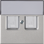 Center plate Modular Jack 2 gang Aluminium - Impressivo 2TKA00001110 | 6438199002828