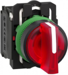Illuminated selector switch, Harmony XB5, grey plastic, red handle, 22mm, 3 positions, universal LED XB5AK134B5 | 3389118223325