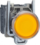 Illuminated push button, Harmony XB4, metal, flush, orange, 22mm, spring return, lt 250V, 1NO+1NC XB4BW3565 | 3389110887327