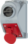 Wall mounted socket 4x16A (3P+PE) 6h IP44, with switch, red COMBO-POL 960614501