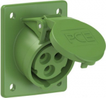 CEE-flanged socket 3x16A(2P+PE) 2h IP44/IP54 70x85 sloping green 413-2 | 9003399807329