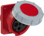 CEE-flanged socket 4x63A(3P+PE) 6h IP67 100x107 sloping red POWER TWIST 434-6FC | 9003399199776