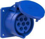 CEE flanged socket 7x16A (6P+PE) IP44/IP54 9h, blue 75x75 317-9F7V | 9003399409646