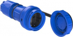 Rubber socket outlet 250V AC, 3x16A, IP68, with cap, child protection, Nautilus, Schuko, blue 20251-BC | 9003399248955