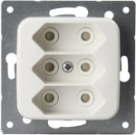 3-gang Euro socket outlet with center plate. There are terminals for each contact of the socket outlet for max 4 rigid wires and 2 X-terminals for 2-rigid wires. The socket outlet insert without the cover plate is screen-protected. 2TKA000974G1 | 641 ...
