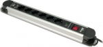 Extension 6 sockets black with button +2xUSB, Child Protection, 1.5m, aluminium FM22006