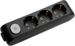 Extension 3 sockets black with button, Child Protection, X-tendia WLTA0430-2BL | 8691136114994
