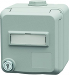 Wall mounted data socket Cepex with lock and labelling field for RJ45, IP54, light grey 4675G | 4015394315827