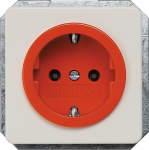Socket outlet, With screwless connection terminals, 10/16A 250V, 65x65mm, Orange/Titanium white, DELTA profil 5UB1480 | 4001869068848