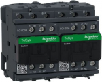 TeSys D reversing contactor, 3p(3 NO), AC-3, <= 440 V 9A, 220 V AC coil. range: TeSys - device short name: LC2D - contactor application: motor control, resistive load - utilisation category: AC-1, AC-3 - device presentation: preassembled with reversi ...