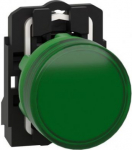 pilot light, Harmony XB5, grey plastic, green, 22mm, universal LED, plain lens, 110...120V AC XB5AVG3 | 3389110903812