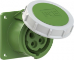 CEE-flanged socket 4x16A (3P+PE) 10h IP67 75x75 green 3142-10