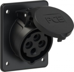 CEE-flanged socket 4x16A(3P+PE) 6h IP44 80x97 sloping black 414-6F8X | 9003399388293