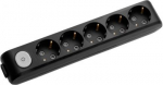 Extension 5 sockets black with button, Child Protection, X-tendia WLTA0450-2BL | 8691136115892