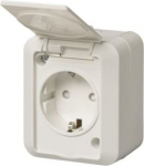 20ESW 1-seat Socket, surface, with cover IP54/55, 16A, 250V, white 2TKA000678G1 | 6418677334603