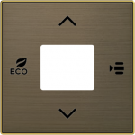 Color: Antique Gold.   Cover plate with fan coil control symbols for free@home room temperature controler code: RTC-F-1 and RTC-F-1-WL.   Cover plate with fan coil control symbols for KNX room temperature controler code: 6108/18-500. 2CLA855420A1201  ...