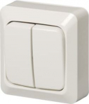 Surface mounting switch with screwless terminals and rocker with clip-on fastening. The terminals are for max 2 rigid wires. X-terminals are for extending the wires. 2TKA00001236 | 6418677310096