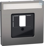 Central plate w. square opening and  label field, nickel metallic, Syst MEG4250-6050 | 4042811197070
