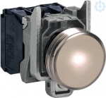 White complete pilot light &Oslash;22 plain lens for BA9s bulb <=250V. range of product: Harmony XB4 - product or component type: complete pilot light - device short name: XB4 - fixing collar material: zamak - mounting diameter: 22 mm - operator additional  ...