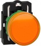 pilot light, Harmony XB5, grey plastic, orange, 22mm, universal LED, plain lens, 110...120V AC XB5AVG5 | 3389110903836