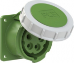 CEE-flanged socket 5x16A (3P+N+PE) 10h IP67 75x75 green 3152-10