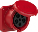 CEE-flanged socket 5x63A(3P+N+PE) 6h IP44 POWER TWIST 100x100 red 3351-6 | 9003399647246