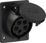 CEE-flanged socket 5x16A(3P+N+PE) 6h IP44/IP54 80x97 sloping black 415-6X | 9003399677465