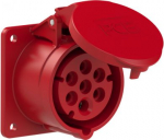 CEE flanged socket 7x16A (6P+PE) IP44/IP54 6h, red 75x75 317-6F7V | 9003399045547