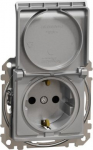 Socket outlet, grounded, with lid, with screw, aluminium Sedna Design SDD113023 | 3606481479167