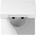 Central plate for socket outlet, with hinged lid, white, LS LS1520KLPLWW | 4011377064782