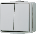 2-gang switch, surface, 10AX/250V, 2x1P, IP44, grey, WG600 605W | 4011377307209