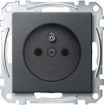 Socket outlet, 1-gang, 2P+E, 16 A, French, with shutter, screwless terminals, anthracite, Merten System M MEG2500-0414 | 4042811141172