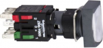 White rectangular flush complete illum pushbutton &Oslash;16 latching 1NO+1NC 12...24V. range of product: Harmony XB6 - device short name: XB6 - mounting diameter: 16 mm - contacts type and composition: 1 NO + 1 NC - contacts operation: slow-break - light s ...