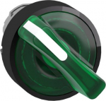 Head for illuminated selector switch, Harmony XB4, universal LED,  black metal, green handle, 22mm, ZB4BK12337 | 3389110840681