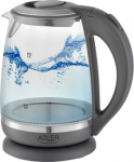 Electric Kettle Standard, 2200 W, 2 L, Plastic/ glass, Grey/ transparent AD 1286 | 5902934834230