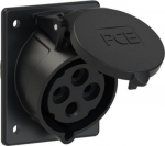 CEE-flanged socket 4x32A(3P+PE) 6h IP4480x97 sloping black 424-6X | 9003399259944