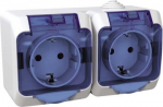 Double socket-outlet with transparent lid IP44 white Cedar Plus WDE000525 | 3303432400491