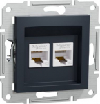 Data socket, 2xRJ45  CAT5, anthracite, Asfora EPH4400171 | 3606480729768