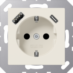 Socket outlet, 16A/250V, with USB-A and USB-C chargers, beige, A500 A1520-15CA | 4011377184312