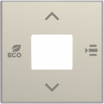 Color: Stainless Steel.   Cover plate with fan coil control symbols for free@home room temperature controler code: RTC-F-1 and RTC-F-1-WL.   Cover plate with fan coil control symbols for KNX room temperature controler code: 6108/18-500. 2CLA855420A14 ...