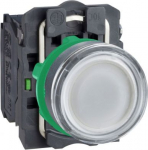 Illuminated push button, Harmony XB5, white flush, plastic, 22mm, spring return, 1NO + 1NC, 250V XB5AW3165 | 3389110904055