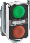 Illuminated double headed push button head, Harmony XB4, metal, 22mm, 1 green fLush+1 pilot light+1 ZB4BW7A3740 | 3389119043748