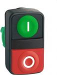 Head for double headed push button, Harmony XB5, plastic, 22mm, 1 green flush marked I + 1 red proje ZB5AL7341 | 3389119043311