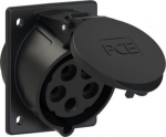 CEE-flanged socket 5x32A(3P+N+PE) 6h IP44/IP54 80x97 sloping black 425-6X | 9003399698927