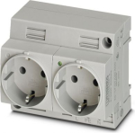 Double socket EO-CF/UT/LED/DUO, 16 A, 250 V AC, with indicator, screw connection, DIN rail, gray 0804036 | 4055626225760