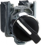 Black complete selector switch &Oslash;22 2-position stay put 1NO+1NC. range of product: Harmony XB4 - device short name: XB4 - fixing collar material: zamak - mounting diameter: 22 mm - shape of signaling unit head: round - contacts type and composition: 1 ...